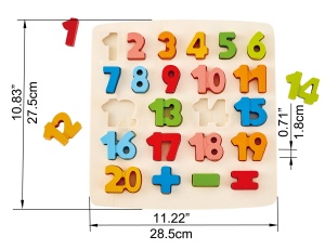 Puzzle din lemn Hape - Joc educativ pentru copii, 20 de numere, design colorat - Img 2