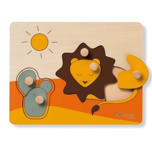 Puzzle din lemn Hauck N Sort cu animale, pentru copii de la 1 an