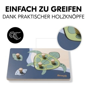 Puzzle din lemn hauck pentru copii, 1 an, forme de animale, design prietenos - Img 5