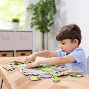 Puzzle din lemn pentru copii Melissa Doug, 24 piese, cu roti dintate, tematica animale - Img 6