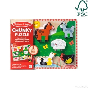 Puzzle din lemn pentru copii Melissa Doug - 8 piese, animale de ferma, varsta 2 - Img 6