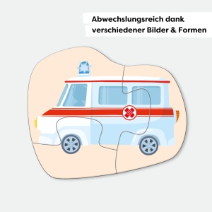 Puzzle HABA 4 Piese - Vehicule de Interventie, 2-4 Piese, Papiere Rezistente - Img 3