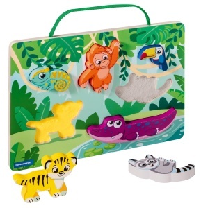 Puzzle magnetic Ravensburger 4872 din lemn model Jungla 6 piese pentru copii 1 ani - Img 4