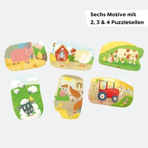 Puzzle-uri HABA 6 Piese Ferma Puzzles Colorate pentru Copii de la 2 Ani Dezvoltare Motorie - Img 2