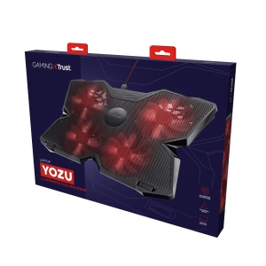 Racitor pentru laptop Trust Gaming GXT 278 Yozu, suport pentru laptopuri de gaming de 17.3 inchi, lumina rosie, cablu de alimentare USB, pad de racire cu 3 pozitii, suport de racire pentru notebook reglabil pe inaltime - negru - Img 8
