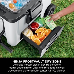 Racitor portabil Ninja FrostVault 42L cu roti, culoare alb, tehnologie Dry-Zone - Img 4