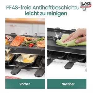 Raclette EMERIO RG-132098.2 cu 2 Placi de Gatare, Design Compact, 8 Pfannchen - Img 3