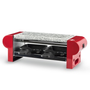 Raclette pentru 2 persoane H.Koenig RP2 cu placa din piatra, 350W, rosu
