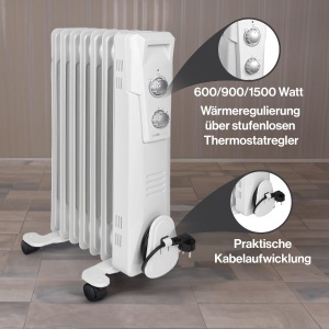 Radiator electric Clatronic RA 3735, 1500W, 7 rippen, mobil - Img 2