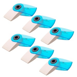 Radiera Faber-Castell Sleeve Mini, 6 bucati, PVC-fara, culori translucide