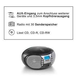 Radio CD Player portabil Karcher RR 5025-B stereo negru alimentare retea sau baterii - Img 4