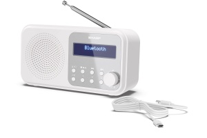 Radio digital portabil SHARP DR-P420 DABDABFM cu RDS USB Bluetooth 50 functii de ceas cu alarma jack de 35 mm alb - Img 7