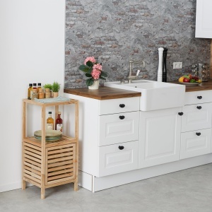 Raft de baie Relaxdays din nuc, 2 etajere, 86 x 40 x 36 cm - Img 5