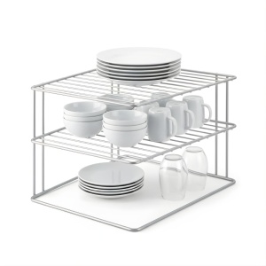 Raft de colt Metaltex Palio, 2 etaje, 25 x 25 x 19 cm, argintiu - Img 1