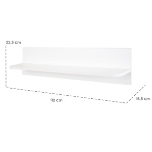 Raft de perete Roba, 90 cm, alb, pentru carti si accesorii - Img 4