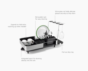 Raft de Uscare Joseph Joseph Extend Steel Plus, Otel, Negru, Capacitate 16 Piese - Img 5