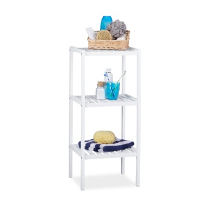 Raft din Bambus Relaxdays, 3 Rafturi, Alb, 80 x 34,5 x 33 cm
