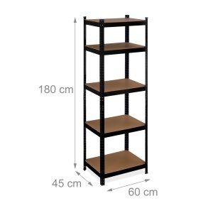 Raft metalic greu Relaxdays, 180x60x45 cm, 500 kg, 5 niveluri, negru - Img 4