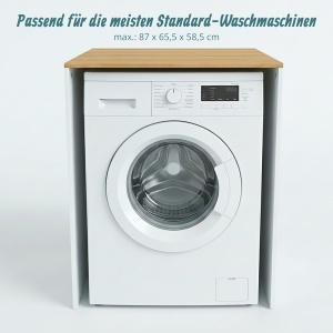 Raft pentru masina de spalat Relaxdays, 88x68x60 cm, albnatur, cu suport pentru detergent - Img 6