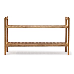 Raft pentru pantofi Relaxdays, din lemn de nuc, 2 etaje, 40,5 x 69 x 26 cm - Img 5