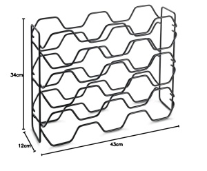 Raft pentru sticle Metaltex Hexagon-15, 15 sticle, negru, 43 x 12 x 34 cm - Img 5
