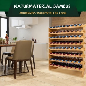 Raft pentru Vin NutriChef din Bambus - 72 Sticle, 4 Etaje, Montaj Fara Unelte - Img 3