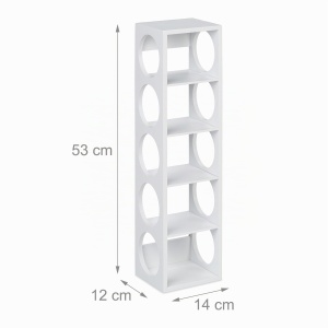 Raft pentru vin Relaxdays, set de 2, capacitate 5 sticle, bambus alb - Img 4