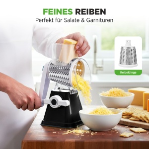 Rasa manuala NutriChef 3-in-1 cu 3 tamburi, neagra - Img 4