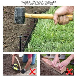 Rasenkante Flexibila VOUNOT din Plastic, 20m, 5cm inaltime, Maro - Img 2