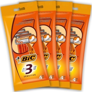 Rasitor de unica folosinta BIC 3 Sensitive, 16 bucati, 3 lame, Aloe Vera si Vitamina E