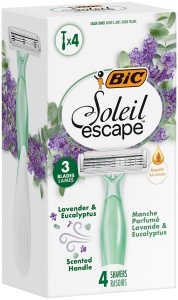 Rasoir de unica folosinta BIC Soleil Escape cu 3 lame pentru femei, Lavanda si Eucalipt