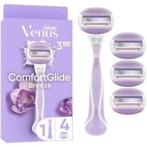 Rasoir pentru femei Gillette Venus ComfortGlide Breeze, 3 lame, 4 rezerve, grip ergonomic