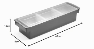 Recipient pentru ingrediente HENDI, ABS negru cu capac transparent, 3 containere - Img 8