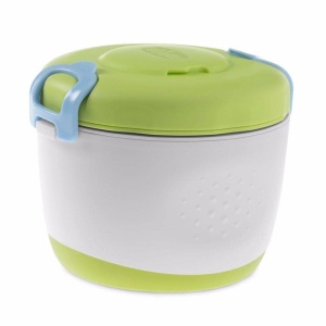 Recipiente termice Chicco Easy Meal pentru copii, set de doua recipiente si lingura de calatorie pentru copii, pahare de intarcare pentru bebelusi, mentine temperatura pana la 6 ore, fara BPA - 6+ luni, verde - Img 3