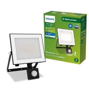 Reflector exterior Philips cu senzor de miscare, 30W, lumina alba 3000K, negru
