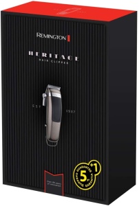 Remington Hair Clipper Profi Retro [auto-ascutire. Lame din otel inoxidabil cu parghie de reglare/motor profesional/0,5-25 mm] Set de tuns parul (11 piepteni de atasament, retea/baterie, litiu, geanta) HC9100 - Img 2