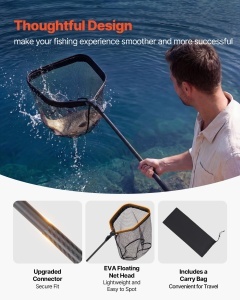 Retea de Pescuit VEVOR cu Telescop si Sac de Depozitare, 187 cm, Carbon si Nylon - Img 4