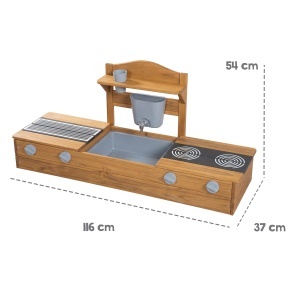 Roba 2in1 Sandkasten si Matschkuche pentru copii - Teak, FSC certificata, cu accesorii - Img 6