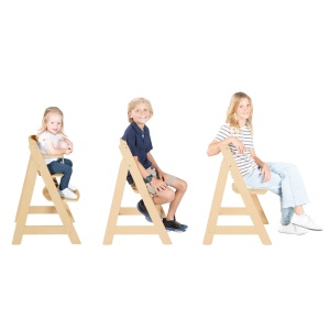 roba Baby High Chair Sit Up Flex - Scaun inalt din lemn care creste odata cu tine - Scaun inalt reglabil pentru copii cu curea la picioare - de la 6 luni la 70 kg - Natural - Img 5