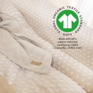 Roba Babydecke Frosty Almond 80x80 cm Patura din Bumbac Organic Certificata GOTS Beige - Img 4