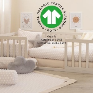Roba Frosty Almond Laken din Bumbac Organic pentru Pat Copii 60x120-70x140 cm Beige - Img 4
