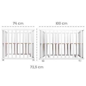 Roba Laufgitter 75x100 cm Alb Pliabil Mobil cu Role - Img 8