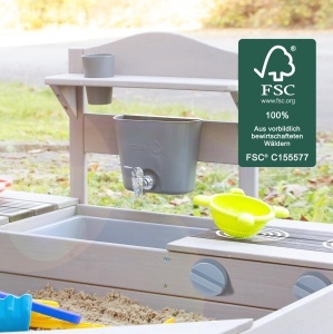 Roba Sandkasten cu Matschkuche 2in1 pentru copii, FSC, 54x116x37 cm, gri - Img 8