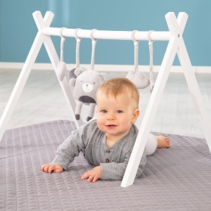 Roba Spielbogen - Centrul de Activitati din Lemn Alb pentru Bebei, 56x69x49.5 cm - Img 3