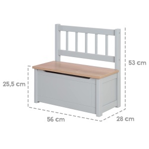 Roba Woody Kindertruhenbank Taupe Lemn Lacuit Spatiu Depozitare Sigur - Img 3