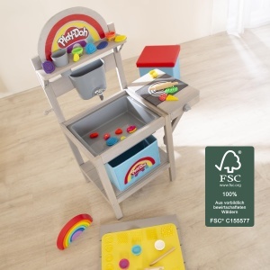 Roba x Play-Doh Matschkuche din lemn FSC, 100 cm, cu 3D Creativmatte si 6 cutii de plastilina - Img 6