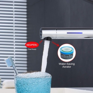 Robinet baie GRIFEMA DOVER-G11001B cu LED, design unitar, crom, functie economisire apa - Img 5
