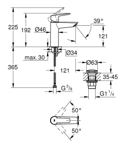 Robinet baie GROHE Start, crom, 19 cm, cu instalare usoara si economisire apa - Img 3