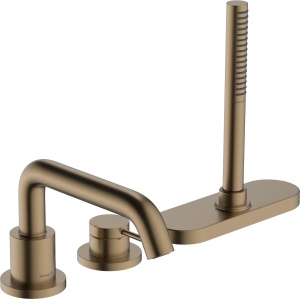Robinet baie hansgrohe Tecturis S, 3 gauri, Brushed Bronze, cu maner si dus
