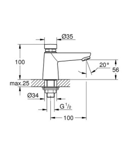 Robinet cu autoinchidere GROHE Eurosmart Cosmopolitan, crom, 12, 7 lmin - Img 7